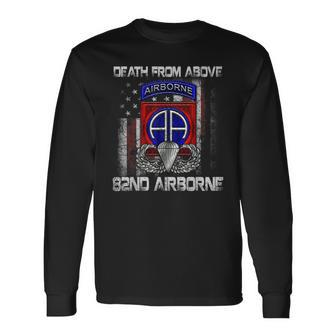 Death From Above 82Nd Airborne Division Paratrooper Flag Long Sleeve T-Shirt - Seseable