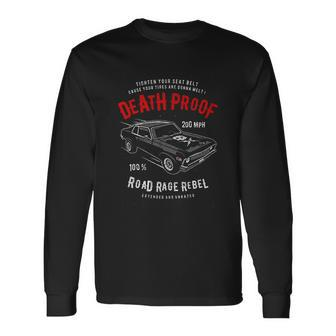 Death Proof Distressed Muscle Car Racing Vintage Skull Lightning Bolts Men Women Long Sleeve T-Shirt T-shirt Graphic Print - Thegiftio UK