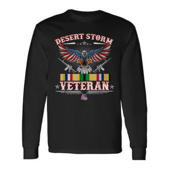 Desert Storm Veteran Pride Persian Gulf War Service Ribbon Long Sleeve T-Shirt - Seseable
