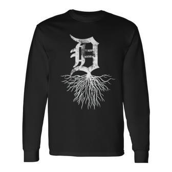 Detroit D Roots Michigan Born Rooted Long Sleeve T-Shirt - Thegiftio UK