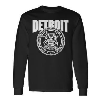 Detroit Great Seal Of The State Of Michgan Long Sleeve T-Shirt T-Shirt | Mazezy CA