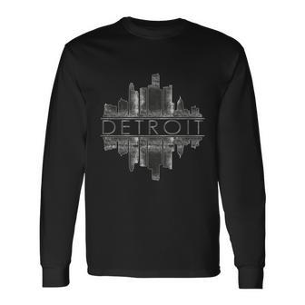 Detroit Mirrored Vintage Skyline Long Sleeve T-Shirt - Thegiftio UK