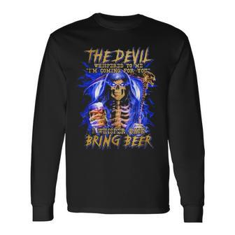 The Devil I Whisper Back Bring Beer Long Sleeve T-Shirt | Mazezy