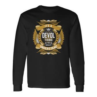 Devol Name Devol Name Crest Long Sleeve T-Shirt - Seseable