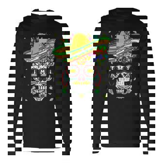 Dia De Los Muertos Colorful Bone Taco Happy Cinco De Mayo Long Sleeve T-Shirt T-Shirt | Mazezy