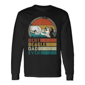 Distressed Best Beagle Dad Ever Fathers Day Long Sleeve T-Shirt - Seseable