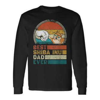 Distressed Best Shiba Inu Dad Ever Fathers Day Long Sleeve T-Shirt - Seseable