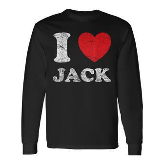 Distressed Grunge Worn Out Style I Love Jack Long Sleeve T-Shirt | Mazezy CA