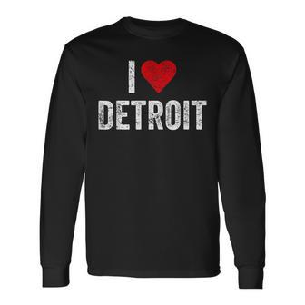 Distressed I Love Detroit 313 Motor City Detroit Men Women Long Sleeve T-Shirt T-shirt Graphic Print - Thegiftio UK
