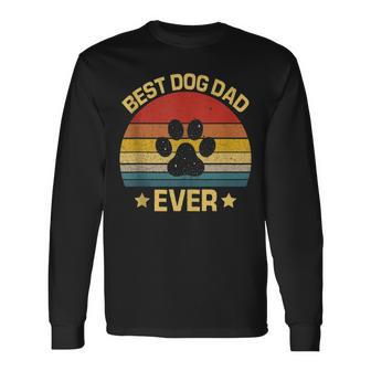 Dog Dad Retro Vintage Dog Lover Dad Cool Fathers Day Long Sleeve T-Shirt - Seseable