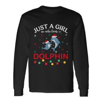 Dolphin Lovers Xmas Pajama Ugly Christmas Sweater Long Sleeve T-Shirt - Monsterry DE