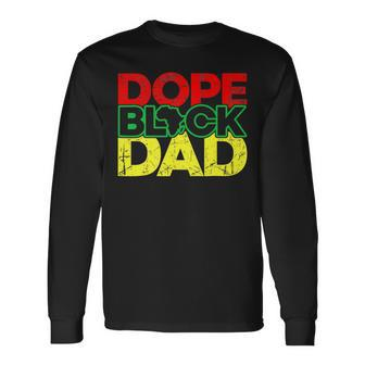 Dope Black Dad Africa Map Junenth Black History Month Long Sleeve T-Shirt - Seseable