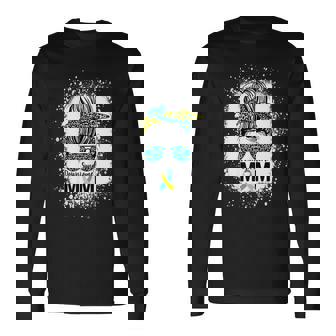 Down Syndrome Mom Life Messy Bun Down Syndrome Awareness Long Sleeve T-Shirt T-Shirt | Mazezy