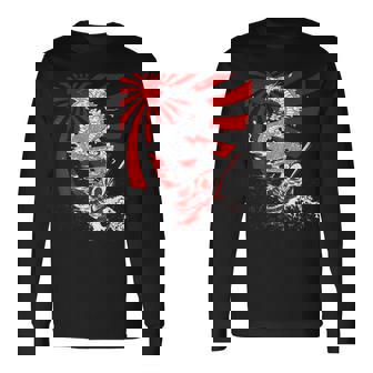 Dragon Ramen Wave Japanese Asian Inspired Apparel Red Style Men Women Long Sleeve T-Shirt T-shirt Graphic Print - Thegiftio