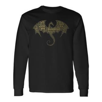 Dragon Word Art | Dungeon Crawler | Rpg Dm Gaming Men Women Long Sleeve T-shirt Graphic Print Unisex - Seseable