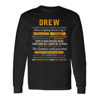 Drew Completely Unexplainable Name Fathers Day 7 Long Sleeve T-Shirt - Seseable