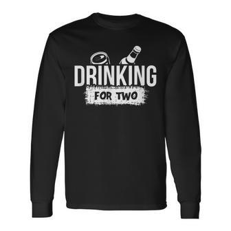 Drinking For Two Pregnancy Announcement For Dads Long Sleeve T-Shirt T-Shirt | Mazezy