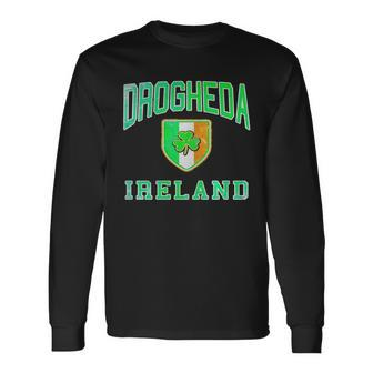 Drogheda Ireland Distressed Irish Pride Blac Men Women Long Sleeve T-Shirt T-shirt Graphic Print - Thegiftio UK