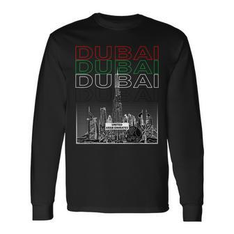 Dubai City Skyline Arab Emirates Vacation Matching Outfit Long Sleeve T-Shirt - Seseable