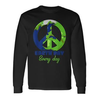 Earth Day Everyday Peace Sign Protect Our Planet Long Sleeve T-Shirt T-Shirt | Mazezy