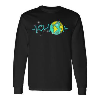 Earth Day Heartbeat Recycling Climate Change Activism Long Sleeve T-Shirt T-Shirt | Mazezy