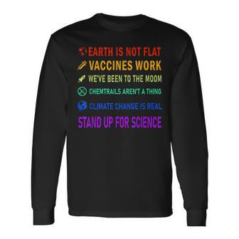 Earth Is Not Flat Vaccines Work Moon Science Funny Men Women Men Women Long Sleeve T-shirt Graphic Print Unisex - Seseable