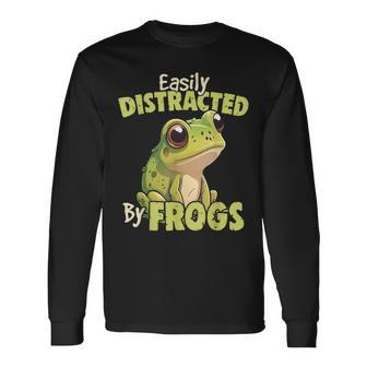 Easily Distracted By Frogs Frog Lover Long Sleeve T-Shirt | Mazezy