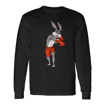 Easter Bunny Boxing Rabbit Long Sleeve T-Shirt | Mazezy