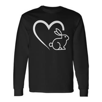 Easter Bunny Rabbits Hearts - Bunnies Cute Heart Rabbit Men Women Long Sleeve T-shirt Graphic Print Unisex - Seseable