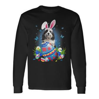 Easter Cute Tibetan Terrier Dog Lover Bunny Eggs Easter Long Sleeve T-Shirt | Mazezy