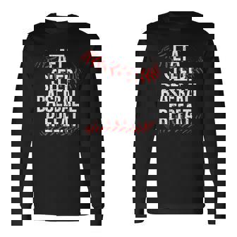 Eat Sleep Baseball Repeat Player Baseball Long Sleeve T-Shirt | Mazezy