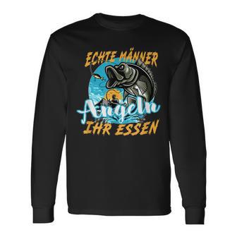 Echte Männer Angeln Ihr Essen Angel Geschenk Für Männer Langarmshirts - Seseable