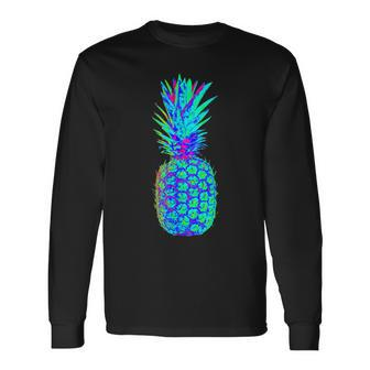 Edm Rave Festival Trippy Neon Pineapple Long Sleeve T-Shirt T-Shirt | Mazezy