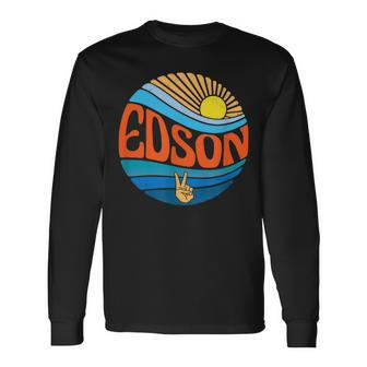 Edson Hemd Vintage Sunset Edson Groovy Tie Dye Langarmshirts - Seseable
