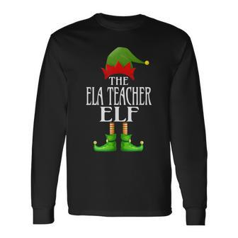 Ela Teacher Elf Xmas Funny Family Matching Group Christmas Men Women Long Sleeve T-shirt Graphic Print Unisex - Seseable