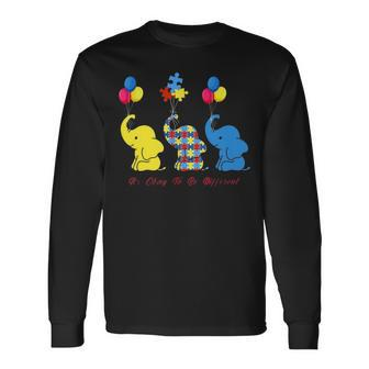Elephant Its Ok To Be A Little Different Autism Awareness Long Sleeve T-Shirt - Seseable