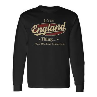 England Personalized Name Name Print S With Name England Long Sleeve T-Shirt - Seseable