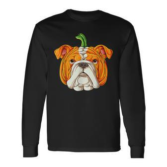 English Bulldog Pumpkin Halloween Thanksgiving Men Women Long Sleeve T-Shirt T-shirt Graphic Print - Thegiftio UK