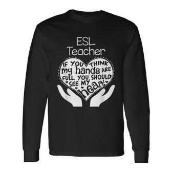Esl Esol Teacher Heart Hands School Team Group Men Women Long Sleeve T-Shirt T-shirt Graphic Print - Thegiftio UK