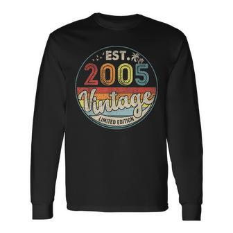Est 2005 Vintage Limited Edition 18Th Birthday 18 Years Old Long Sleeve T-Shirt - Thegiftio UK