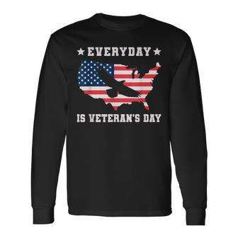 Everyday Is Veterans Day Proud American Flag Men Women Long Sleeve T-Shirt T-shirt Graphic Print - Thegiftio UK