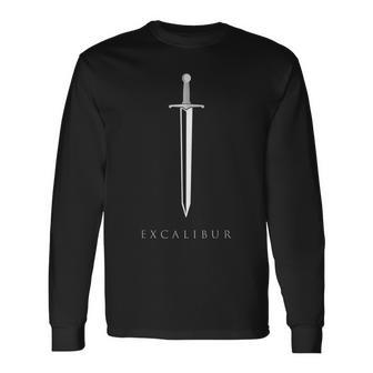 Excalibur Legendary Sword In The Stone King Arthur Minimal Long Sleeve T-Shirt - Seseable