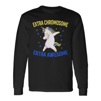 Extra Chromosome Awesome Down Syndrome Awareness Day Unicorn Long Sleeve T-Shirt T-Shirt | Mazezy