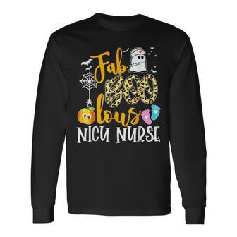 Fab Boo Lous Nicu Nurse Boo Ghost Halloween Men Women Long Sleeve T-Shirt T-shirt Graphic Print - Thegiftio UK