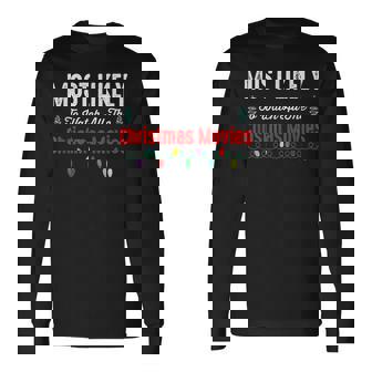 Family Christmas Pjs Most Likely To Funny Matching Men Women Long Sleeve T-shirt Graphic Print Unisex | Seseable FR