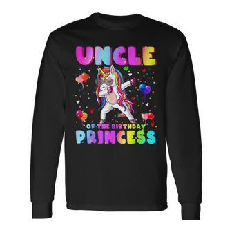 Family Matching Birthday Princess Girl Dabbing Unicorn Uncle Long Sleeve T-Shirt T-Shirt | Mazezy
