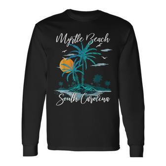Family Vacation Retro Sunset South Carolina Myrtle Beach Long Sleeve T-Shirt T-Shirt | Mazezy DE