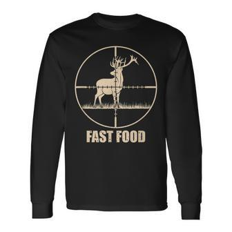 Fast Food Deer Funny Hunting | For Hunters Men Women Long Sleeve T-shirt Graphic Print Unisex - Seseable