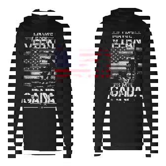 My Favorite Veteran Is My Grandpa Flag Father Veterans Day Long Sleeve T-Shirt - Seseable