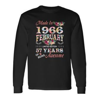 February 1966 Flower 57 Years Of Being Awesome Long Sleeve T-Shirt - Seseable